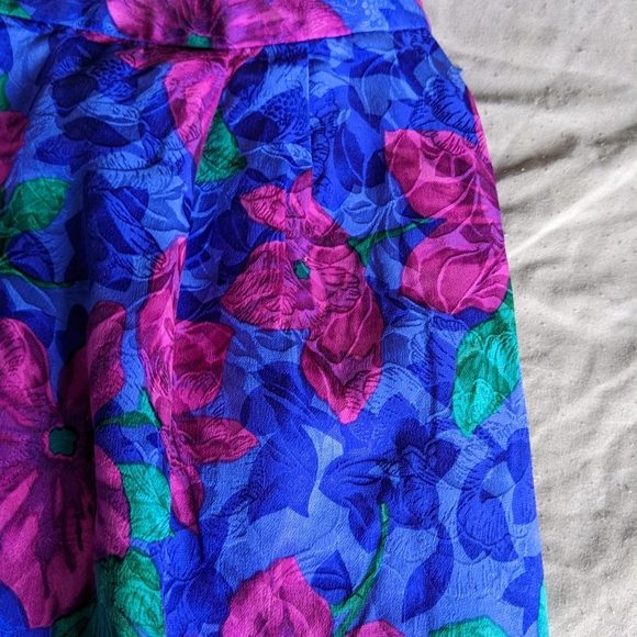 Vintage 100% silk dazzling floral pleated pencil skirt - Picture 13 of 16
